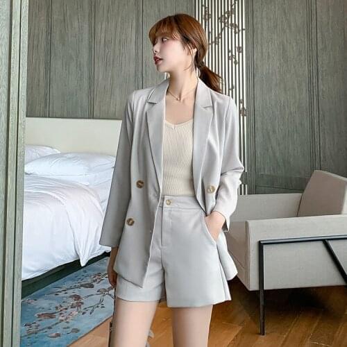Summer 2021 New Temperament Suit Women Thin Two-Piece Suit Light Familiar Style Shorts+Blazer XT1575RX