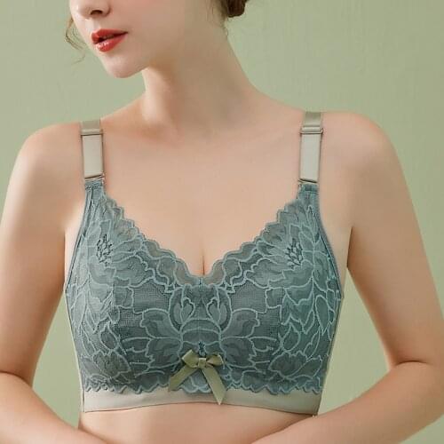 Women Full Coverage Wire Free Non-Foam Lace Bra 34 36 38 40 42 B C D E