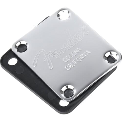 Ohello 1 Set Guitar Neck Joint Plate Fender Plastic Back Plate for Strat Tele ST TL Guitar Accessories Black/Chrome(Silver)