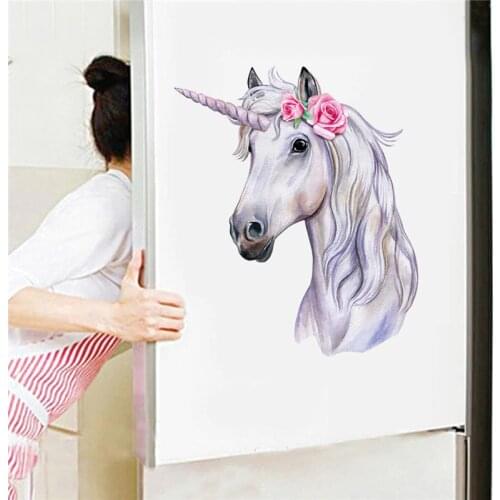 1PC Kitchen Refrigerator Door Decal Beautiful Unicorn Toilet Wall Sticker For Living Room Bedroom Bathroom Home Decor 30*30cm