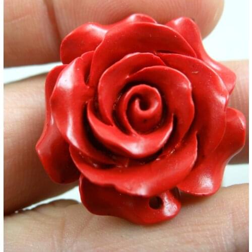 2pcChinese Red Organic Cinnabar carve flower pendant stone Jewelry making necklace Lucky Amulet Transshipment Evil Gift A7