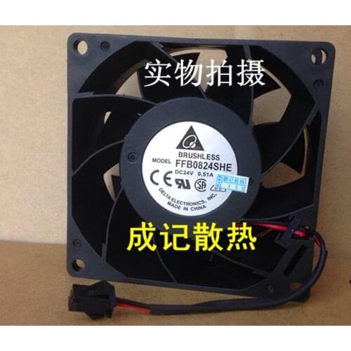 Delta Electronics FFB0824SHE DC 24V 0.51A 80x80x38mm 3-wire Server Cooling Fan