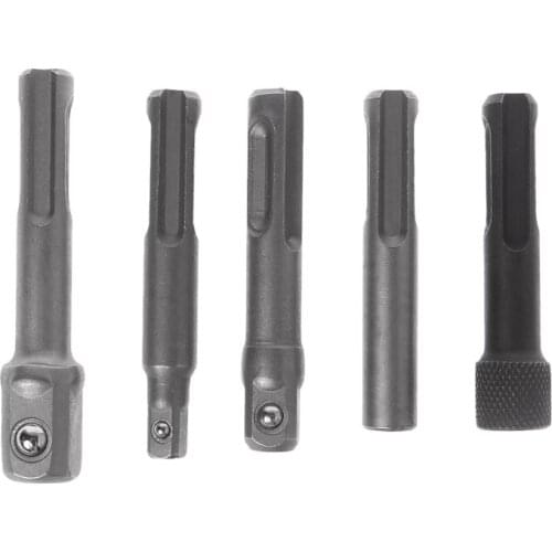 5Pcs SDS Plus 1/4 Hex Socket Driver Hammer Drill Bit Chuck Adaptor Bar Kit Set T8WE