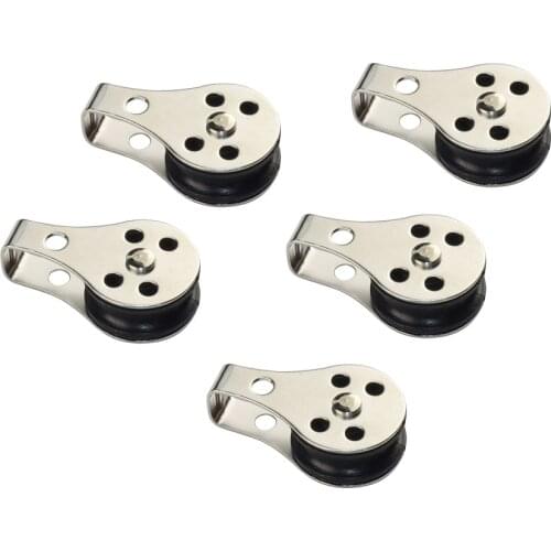 5PCS Stainless Steel 316 Pulley 25mm Nylon Blocks Rope Marine Hardware For Kayak Canoe Boat Anchor Trolley Kit 2mm To 8mm Rope
