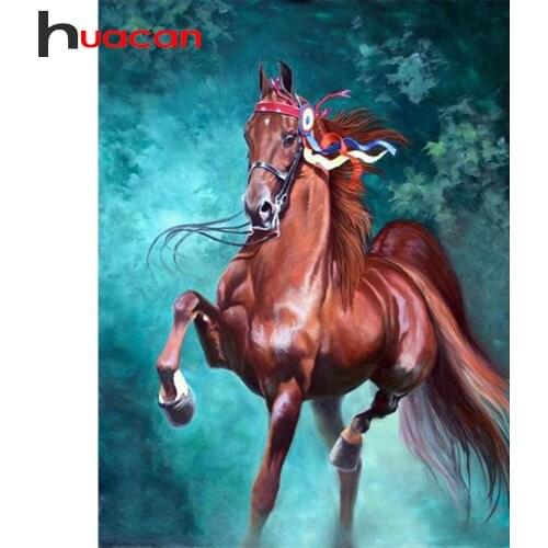 Huacan Diamond Embroidery Complete Kit Horse 5D Full Diamond Painting Mosaic Animals Handicraft Creative Hobbies Home Decor