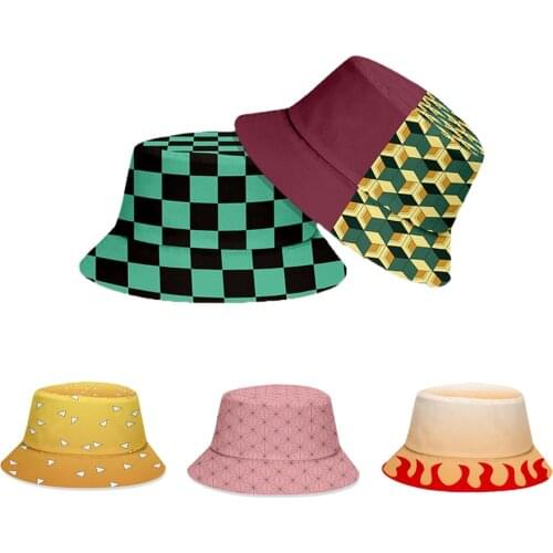 Demon Slayer Kimetsu No Yaiba Anime Sun Hat Outdoor Sunscreen Fisherman Cosplay Accessories for Boys Girls Children Gifts