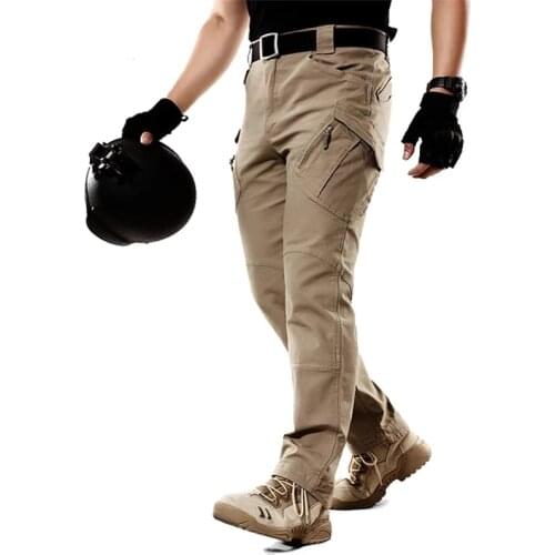 IX9 Mens City Stretch Tactical Pants Military Combat Cotton SWAT Army Casual Hike Long Trousers Multi Pockets Cargo Pants Men
