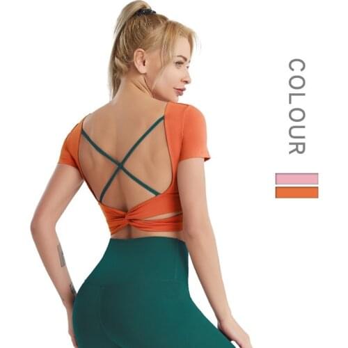 Quick-Dry Tight Yoga Shirts 2021 Women Short Sleeve Cropped Gym Tops Fitness Running Workout Sport T-Shirts Female Sports Wear