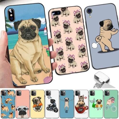 TOPLBPCS Pug Dog Phone Case for iPhone 8 7 6 6S Plus X 5S SE 2020 XR 11 12mini pro XS MAX
