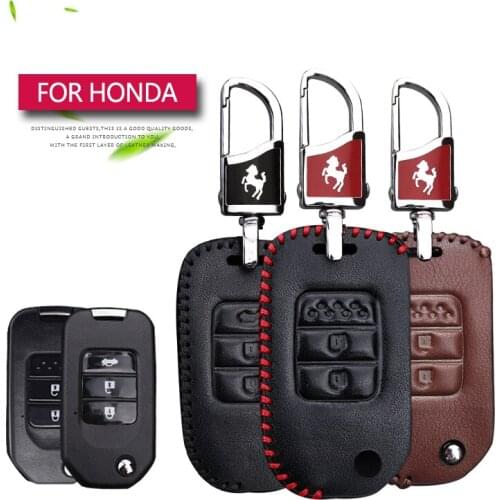 Real Leather Car Key Case Cover For Honda Civic 2008 2017 4D HRV Forza Accord 2020 Fit Freed Vezel CRV SH Jazz Pilot Key Chain