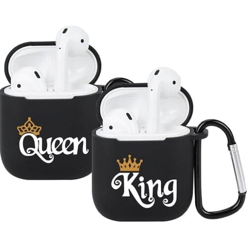 Kingdom Couples Queen King Soft TPU Case Shockproof Protector for Airpods 1 2 for Apple Bluetooth-compatible Earphone
