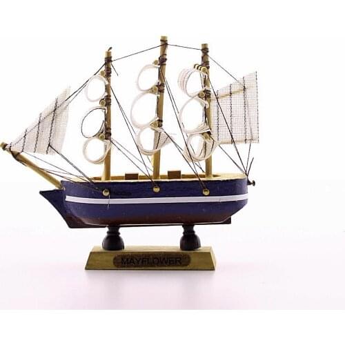Wooden Handmade Sailing Ship Model Decorative Hobby 12cm