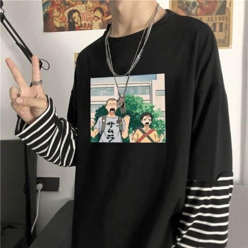 Harajuku Anime Haikyuu Ryunosuke Tanaka/Yu Nishinoya Men T-Shirt Tops Funny Volleyball Junior Unisex Oversized Stripes T Shirts