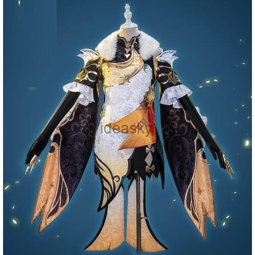 Genshin Impact Ningguang Cheongsam Game Suit Qipao Dress wig Uniform Cosplay Costume Anime Halloween Outfit For Women adult