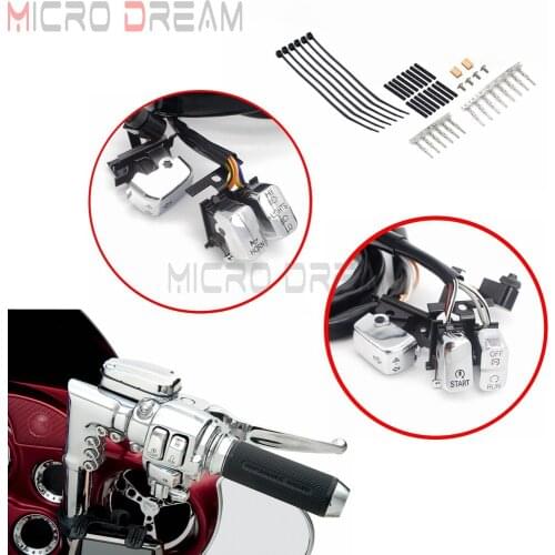 Chrome Handlebar Switches Wiring Kit for Harley Softail Dyna Sportster Road King Switch Button Horn Clutch Kill Switch 2007-2010
