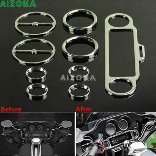 Chrome Stereo Speedometer Speaker Beazels Accent Trim Ring Cover Kit For Harley Ultra Classic Touring Electra Glide Trike 86-Up