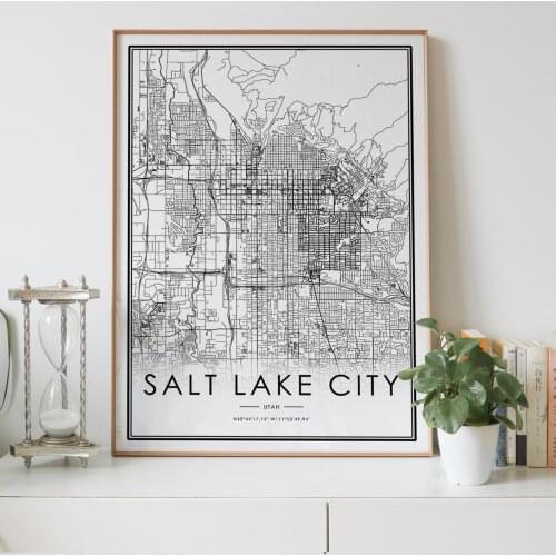 SALT LAKE city map Nordic Living Room Decoration Canvas Poster Modern Home Decor Art Print Painting