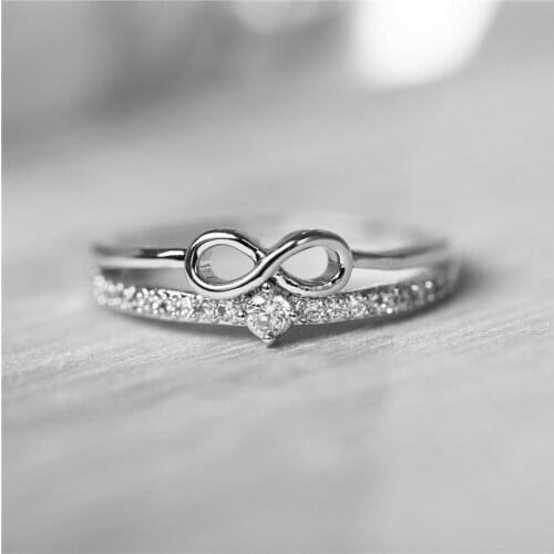 Fashion Gold Silver Ring for Women White Cubic Zirconia Infinity Love Rings Engagement Wedding Party Female Jewelry Promise Ring