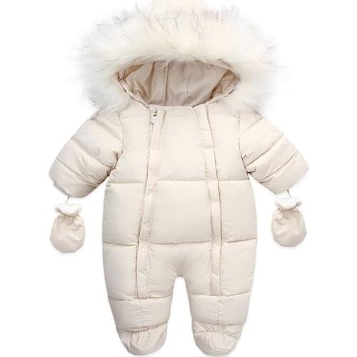 0-24M Newborn Baby Girl Clothes Winter Cotton Baby Romper With Gloves Childrens Jumpsuit Hooded Plus Velvet Infant Clothing Set