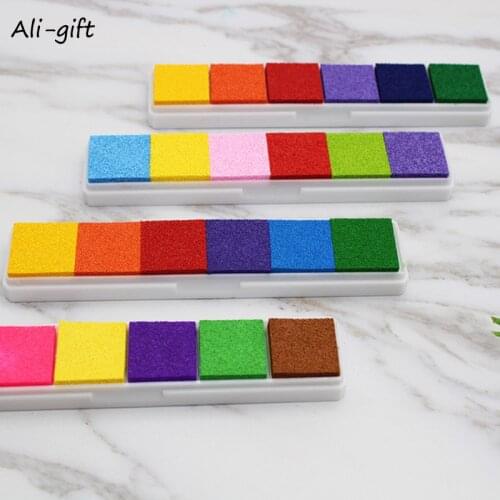 Colorful Inkpad Non-Toxic Gradient Color Ink Pad Inkpad Rubber Stamp Oil Based Finger Print Nice Kids Toys For Rubber Stamp
