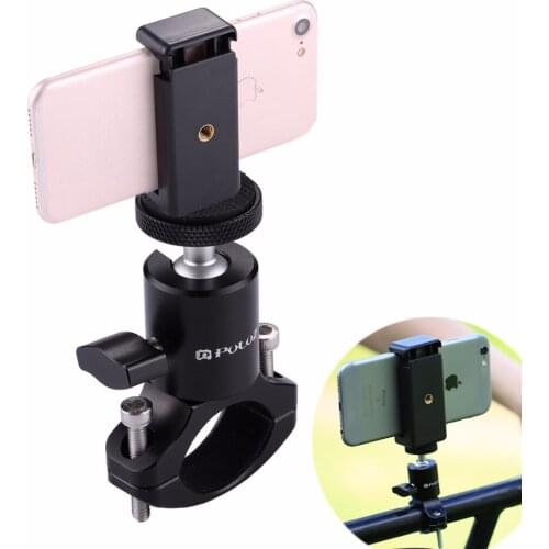 PULUZ Aluminum Alloy Mini Bicycle Phone Holder For Iphone Samsung Xiaomi Phones Bike Frame Mount With ball head For Gopro Hero