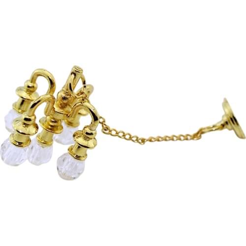 Simulation Mini Golden Dollhouse Chandelier Miniature Model Toys Accessory