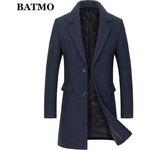 BATMO 2021 new arrival autumn&winter wool trench coat men, mens coat men overcoat M8822