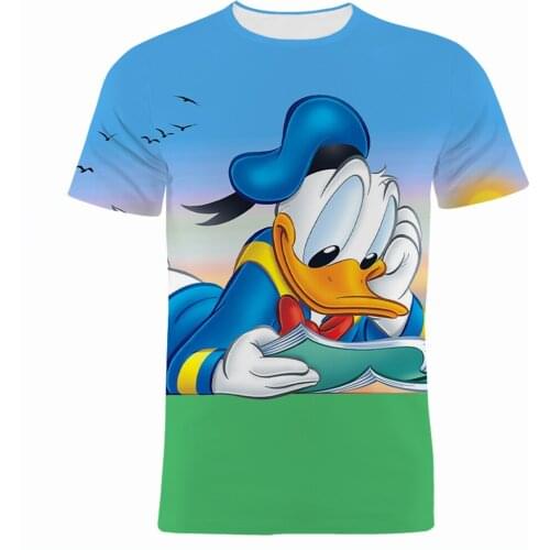 2021 New Summer Mens Clothes Disney Donald Duck 3D Print Children Tee Shirts Casual Streetwear Women Oversize T Shirts