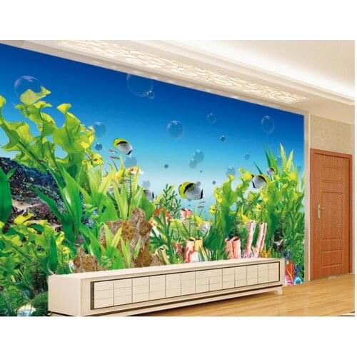 Wallpaper 3d stereoscopic Cartoon Underwater World aquarium Sea View Backdrop wallpaper Home Decoration