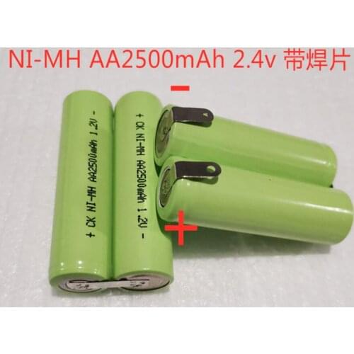 2.4V AA rechargeable Ni-Mh battery pack 2500mah 2A ni-mh baterias cell for light cordless phone electric shaver razor AA2500MAH