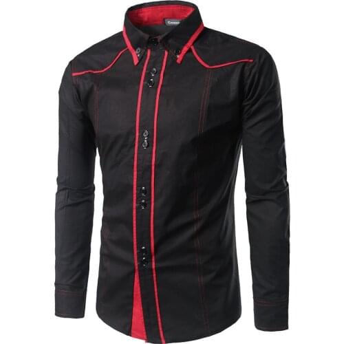 Mens brand new personalized fashion leisure business long sleeve plain color shirt men shirts streetwear dress shirt