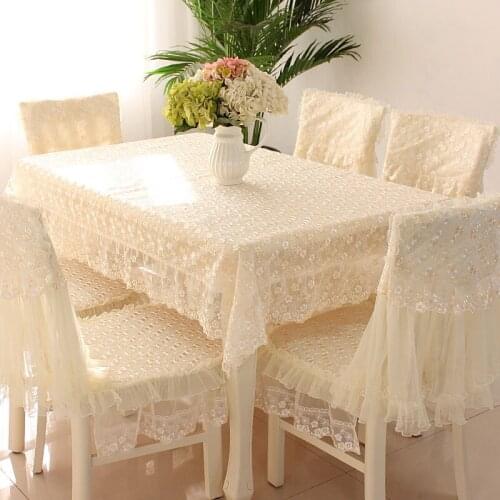 Gray Yellow Red Decoration Dining Wedding Table Cloth With Lace Embroidered Floral Rectangular Tablecloth to Table Covers