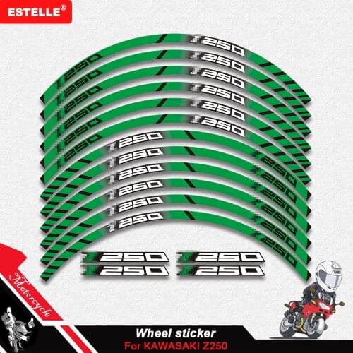 For KAWASAKI z250 Z 250 Motorcycle sticker Front Rear wheels decals Reflective waterproof stickers rim stripes