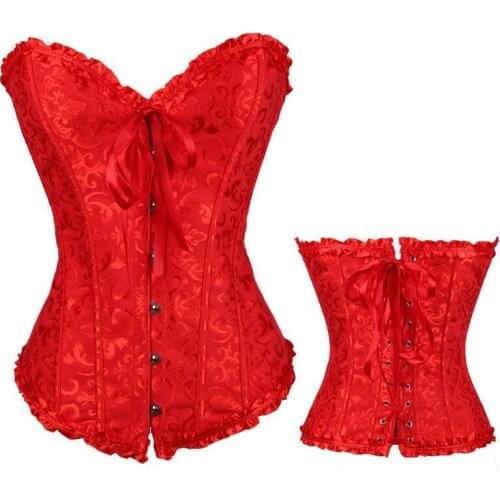 Overbust Corset Sexy Lace Plus Size Erotic Zip Floral 2021 Women Bustier Top Corset Lingerie Tops Brocade Victorian Fashion