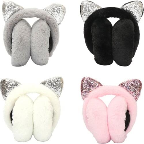 Winter Women Lovely Cat Ear Muff Girls Earmuffs Cat Ear Warmer Lovely Warm Ear Muffs for Kids Women Teenager Girl Earmuff