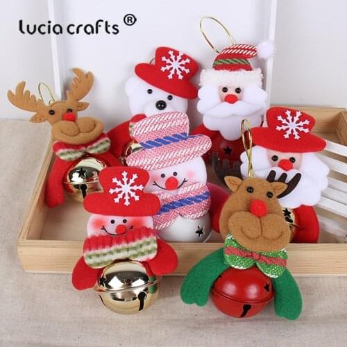 1piece Approx 10*8cm Christmas Hanging Ornaments Bell Cartoon Christmas Tree Bells Santa Snowman Xmas New Year Supplies V0318