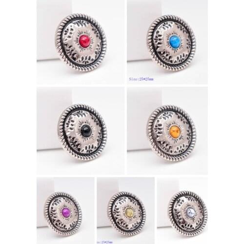 10pcs Silver Black Flower Engraved Rope Side Western Turquoise Leathercraft Hardware Concho For Belt Saddle Headstall Bridle 1"