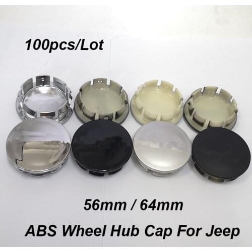 100pcs/lot Glossy/Matte/Black For Cherokee Liberty Rubicon Wrangler 56mm 64mm Car Wheel Hub Caps Auto Wheel center Covers badge