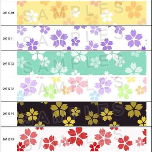 10yds Colorful Flowers Japan Sakura Flowers Printed Grosgrain Ribbon