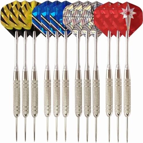 12 Pcs Professional Needle Tips Darts Set Flights Wing Needle Barrel Aluminum Metal Shafts Beginner Throwing Hard Dart