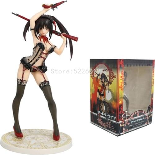 23cm Date A Live Sexy Anime Figure Kurumi Tokisaki Lingerie Ver. Black Color 1/7 Sexy Figure Tokisaki Kurumi Figurine Model Toys