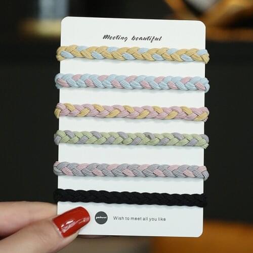 5PC/Set Women Hair Accessories Women Knot Twist Hair Rope Colorful Basic Headband Hand High Elastic Hair Bands Thick Rubber Band