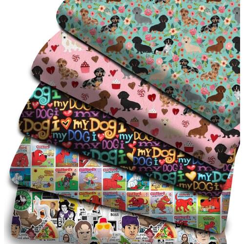 50*145cm Patchwork Dog Printed Polyester Cotton Fabric for Tissue Sewing Quilting Fabrics Needlework Material DIY Cloth,1Yc20018