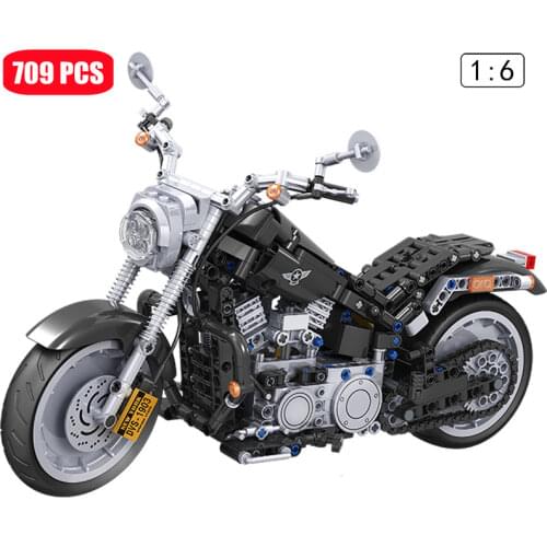 709PCS City Winner MOC Creator 1:6 American Motorcycle Model Building Blocks Assembled Bricks Kids Toys For Boys Children Gifts