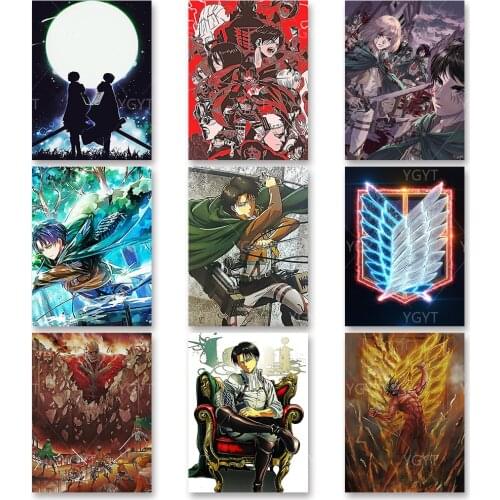 DIY Diamond Painting Wall Art Cross Stitch Picture 5d Embroidery Full Round Drill Home Decoration Gifts Attack on Titan Anime