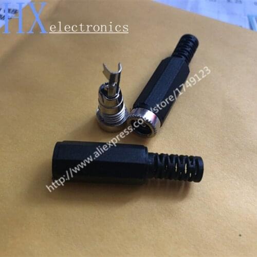 Free shipping 5PCS YX-5.5-2.1MM Metal Head Socket 5.5 * 2.1 Wire Type DC Power Supply Plug