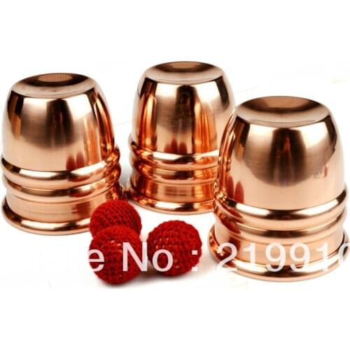 Free shipping Brass (Copper) Cups and Balls Magic Tricks