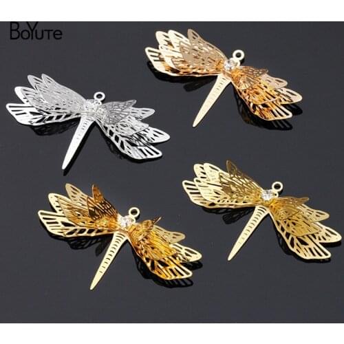 BoYuTe (10 Pieces/Lot) 45*26MM Metal Brass Necklace Pendant Dragonfly Diy Handmade Jewelry Accessories Wholesale
