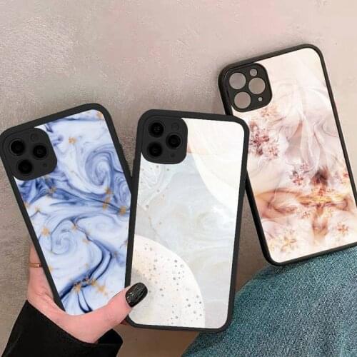 Phone Case For iPhone 12 11 Mini Pro XR XS Max 7 8 Plus X Luxury Bling Gold Foil Marble Glitter Soft TPU Matte transparent cover