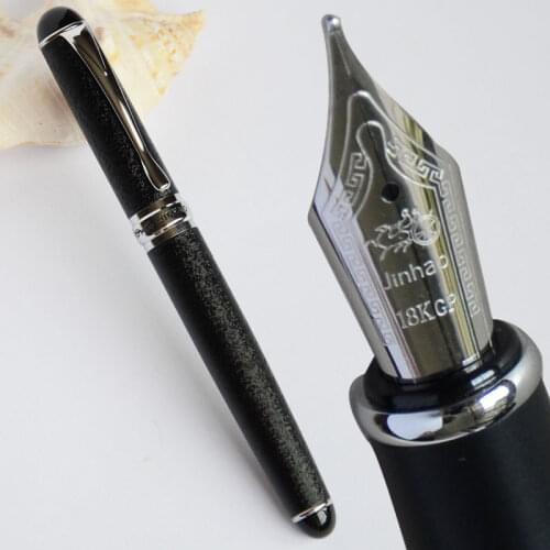 JINHAO X750 EXECUTIVE ROUGH SURFACE BLACK AND SILVER 7MM MEDIUM NIB FOUNTAIN PEN JINHAO 750